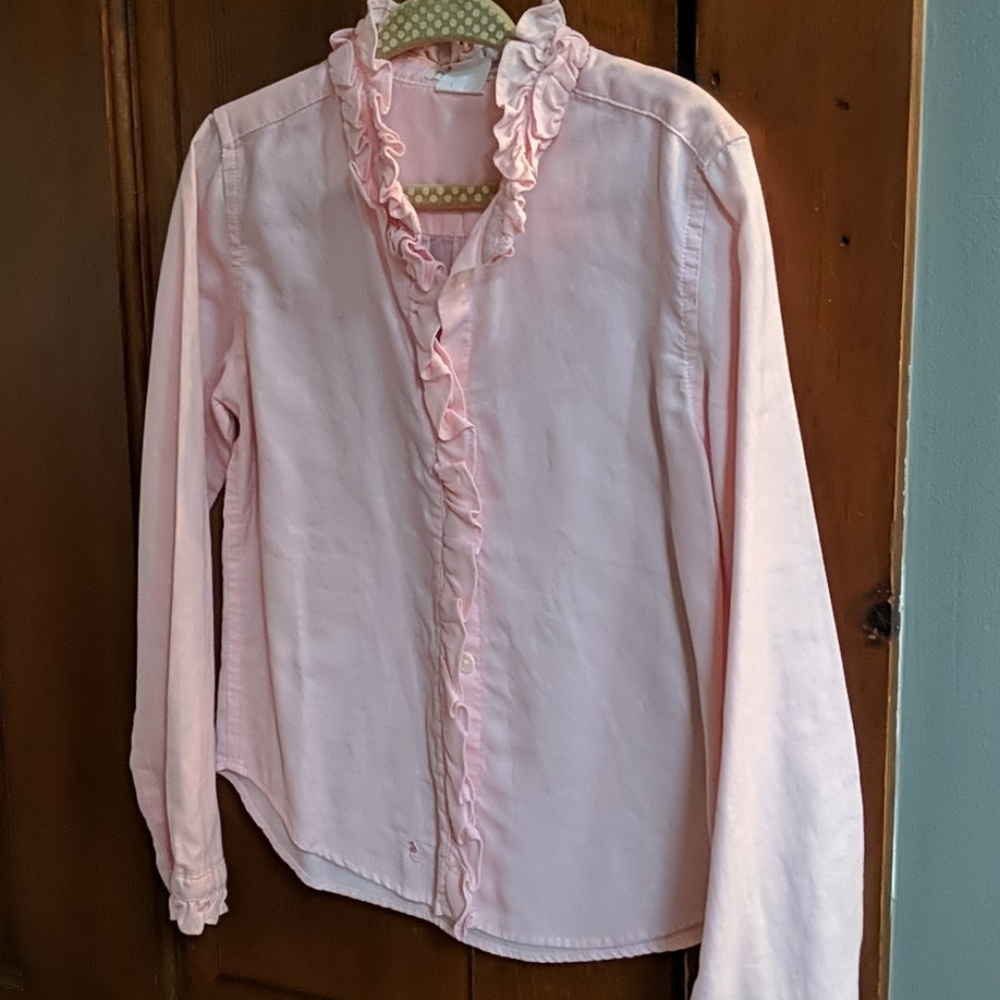Crewcuts Ruffle Button Down Shirt Blouse Medium